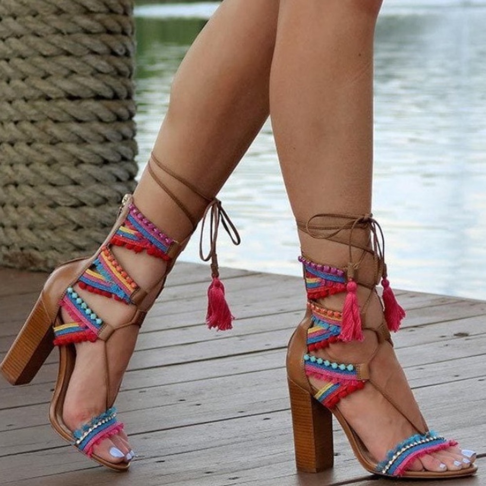 Schutz colorful sandal heels WORN ONCE!